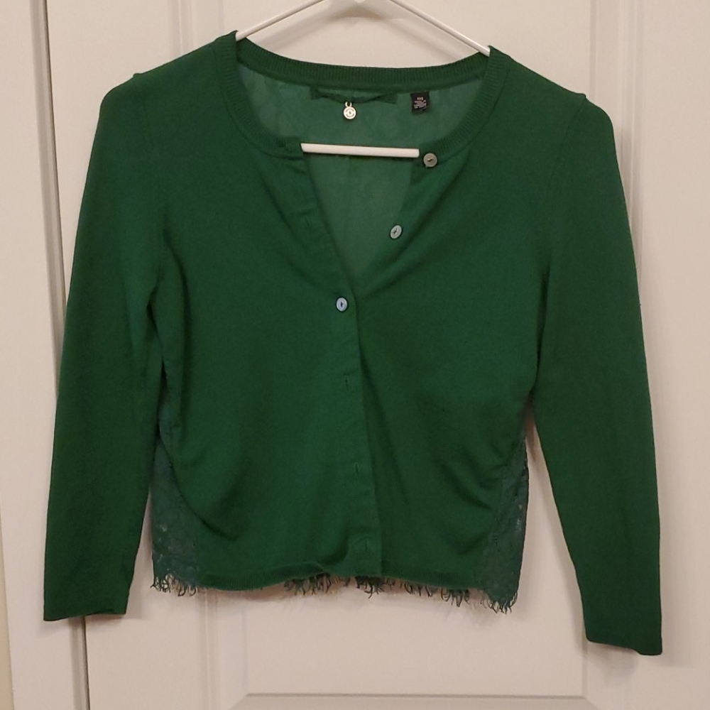 Knitted & Knotted Petit Green Sweater with Lace